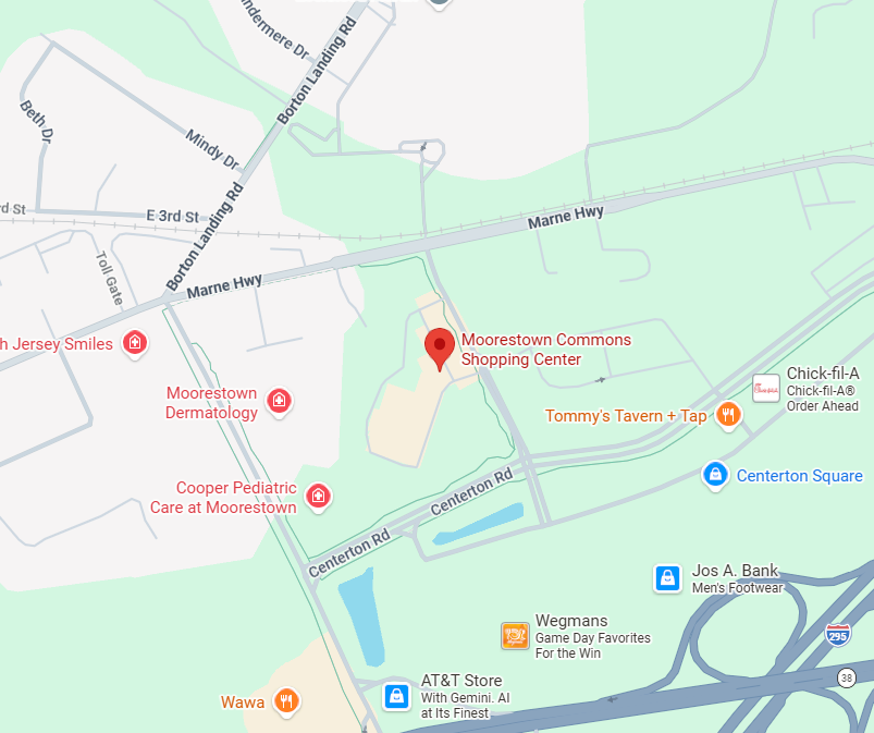 Map showing Moorestown, NJ
